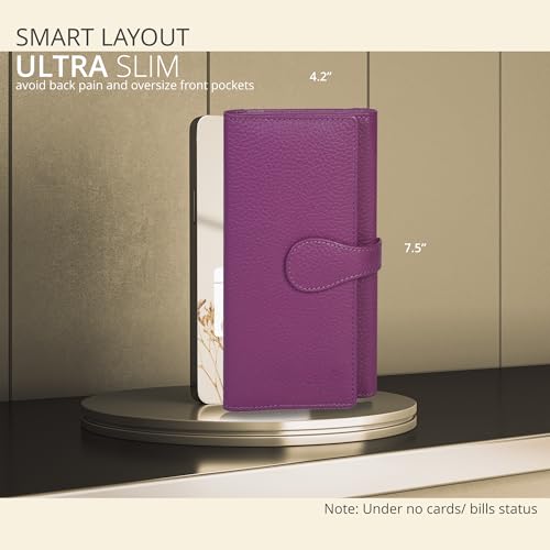 Image of Real Leather Women Wallet Leather with RFID Blocking -Trifold Card Holder Designer Ladies Clutch with ID Window Wallets
