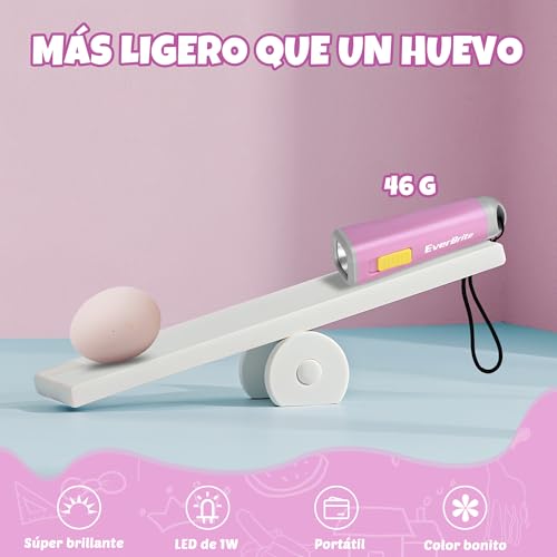 Miniatura 3 de Everbrite Mini Linterna Led Portátil, Iluminación Nocturna Ligera Y Duradera, 3 Pilas Aaa Incluidas, Buen Regalo Para Uso Diario - Color De Rosa Violeta