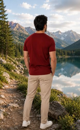 Image of London Hills T Shirt for Man | Men Henley Neck Tshirts | Tshirt Shirts Men | Gym T Shirts for Mens Workout T-Shirts for Man Cotton Stylish Henly Neck T Shirt Half Sleeve Regular Fit Solid Multicolour