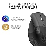 Logitech Lift Vertical Ergonomic Mouse, Wireless, Bluetooth or Logi Bolt USB receiver, Quiet clicks, 4 buttons, compatible with Windows/macOS/iPadOS, Laptop, PC - Graphite - Image 5