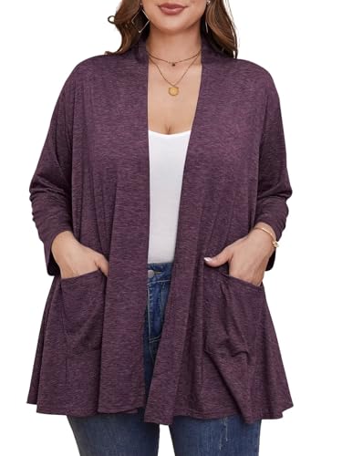 Image of BELAROI Plus Size Lightweight Cardigan Sweaters for Women Casual Open Front 3 /4 Sleeve Cover Up