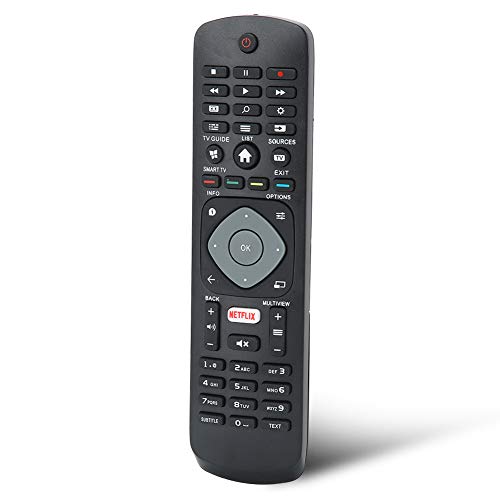 Reemplazo de Control Remoto para el Original de Televisor Phi-lips, Mando a Distancia de Repuesto para TV Inteligentes, 10 m Distancia de Control, Adecuado para PHI-LIPS HOF16H303GPD24, para NET-FLIX