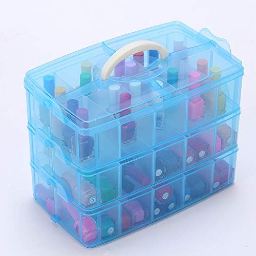 Sooyee Craft Storage Organizer,Hot Wheels Case,Sewing Box,3-Tier Plastic Organizer Box with Dividers, Storage Containers for Organizing Art Supplies, Fuse Beads,Washi Tape, Jewelry,Tool,Kids Toy,Blue