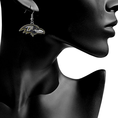 Image of NFL Siskiyou Sports Womens Baltimore Ravens Dangle Earrings One Size Team Color