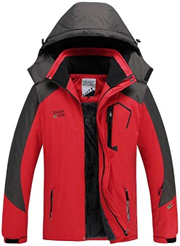 Yavero Men's Mountain Waterproof Ski Jacket Windproof Warm Winter Rain Coat Detachable Hood Outwear