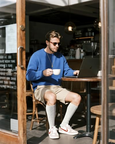 Moyel Oktoberfest Socken Herren lange 43-46 Trachtensocken Herren Beige Klassik Zopfmuster Design Bayrische Tracht Stricksocken Männer Lederhose Socken Trachtenstrümpfe Oktoberfest Accessoires Outfit