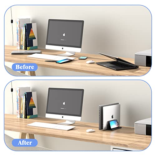 Vertical-Laptop-Stand-Holder-Adjustable-2-Slot-Aluminum-MacBook-Desktop-HoldeUp-to-173-inch-Space-Saving-for-All-MacBookChromebookSurfaceDelliPad-and-Gaming-Laptops-Black