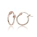 Rose Gold Flashed Sterling Silver Tiny Small 12mm High Polished Round Thin Lightweight Unisex Click-Top Hoop Earrings