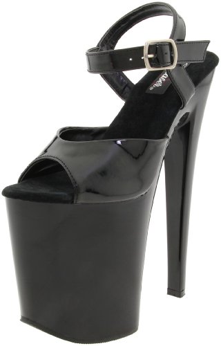 Pleaser XTREME-809, Damen Plateau Sandalen, Schwarz (Schwarz (Blk Pat/Blk)), 43 EU (10 Damen UK)