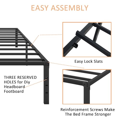 XXF Bed Frame, Metal Platform Bed Frame No Box Spring Needed, Bed with Heavy Duty Strong Support Slats, Noise Free, Easy to Assembly, Under Bed Storage (14 Inch, Twin)