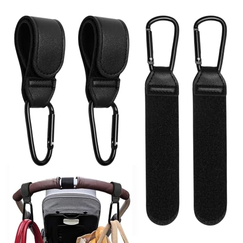 Buggy Clips - 4 Pcs PU Leather Adjustable Pram Hooks