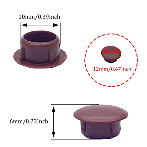 Image of 10mm Brown Round Plastic Flush Type Hole Plugs Furniture Fencing Post Pipe Insert End Caps,for Kitchen Cabinet Furniture Hole(100 Pcs)