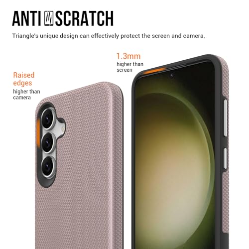 Image of NOXO Ultra-Hybrid Triangle Back Case Cover for Samsung Galaxy S25 Fe, | Shockproof Design | Camera Protection | Soft TPU & Rugged PC | Bumper Case Cover for Samsung S25 Fe, (Aureate Pink)