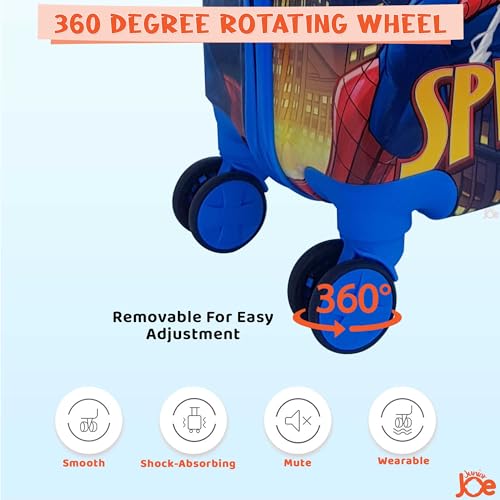 Image of JUNIOR JOE Polycarbonate 8 Wheels 360 Degree 20 Inch Rolling Suitcase for Kids Carry-On Overnight Travel Trolley (Purple) (Blue)
