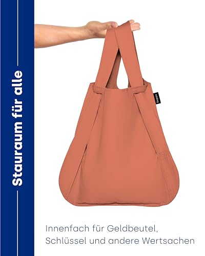 Notabag Original 2 in 1 Rucksack Handtasche (Terracotta) – Wasserabweisend, wiederverwendbar, faltbar – Cleveres Design für mehr Flexibilität – Rucksack Damen klein kompakt