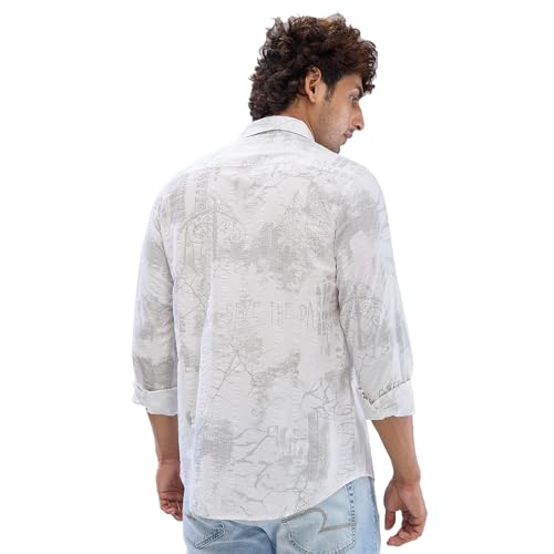 Image of Spykar Men's Slim Fit N /A Full Sleeve Printed Casual Shirts