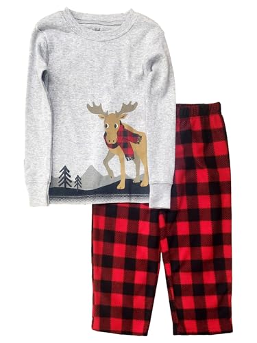 Carter's Child of Mine Toddler Boy Moose Fleece Pajama 2-Piece Set (Size 4T) Red