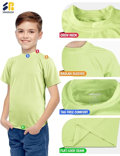 Image of Boy's UPF 50 Rash Guard Swim Shirts Short Sleeve Sun Protection SPF Fishing Surfing Water Beach Shirts Quick Dry