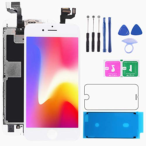 for iPhone 6s White Screen Replacement Touch Display LCD Digitizer Full Assembly with Front Camera,Proximity Sensor,Ear Speaker Including Repair Tool and Screen Protector