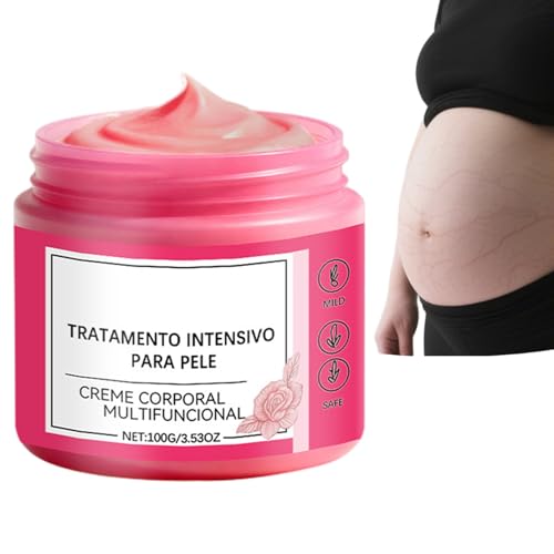 Crema para estrías con agua de rosas y glicerina, crema corporal hidratante de 3.53 oz para mejorar la elasticidad e hidratación de la piel, 1 unidad