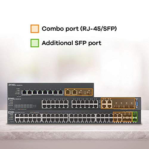 Image of Zyxel 24-Port Gigabit Switch | Layer 2 Managed | Fanless Design | 4x Gigabit Combo Ports | Hybrid Cloud Mode [GS2220-28]