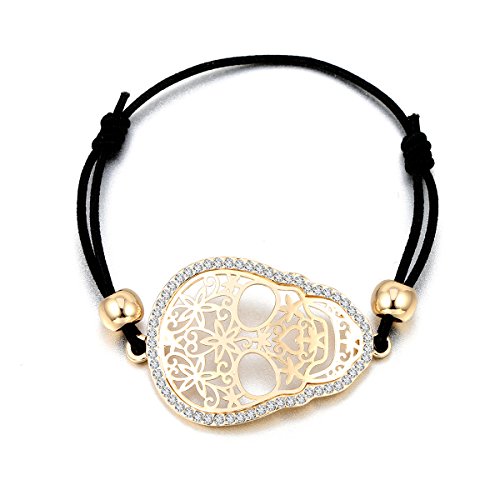 Ouran - Pulsera con abalorios, pulsera de calavera para mujer, pulsera de...