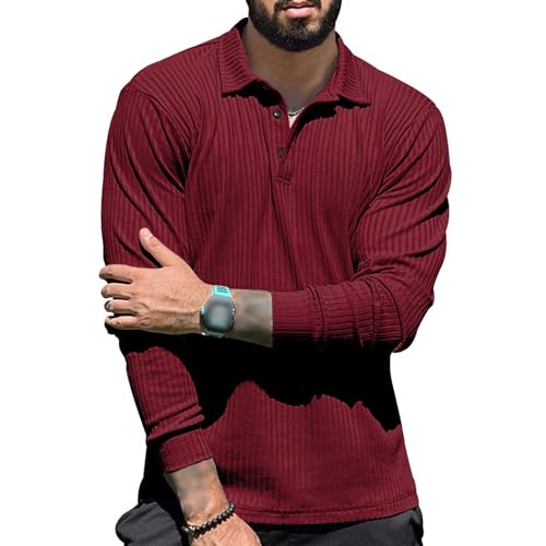 Men's Lapel Solid Knit Pullover Long Sleeve Slim Male Knitted Sweaters Causal Button Design Basic Sweater2