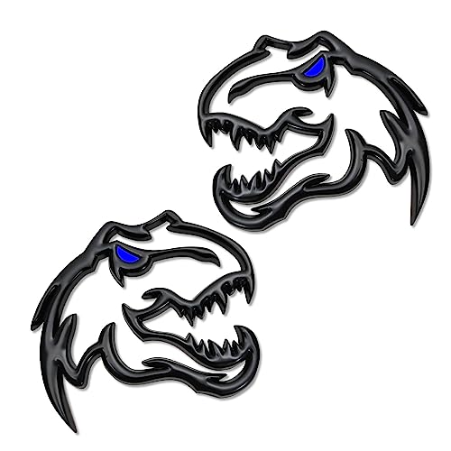 Image of A Pair Redeye Dinosaur Metal Emblem for Dodge RAM TRX 1500 2500 3500 Charger Challenger (Blue Eyes)