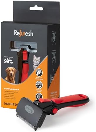 Deshedding Dog Brush for Short/Medium Hair (Medium,Red) — alternate angle