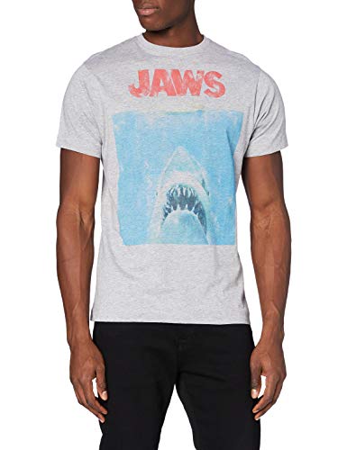 Jaws Mens Movie Poster T Shirt Grey (Grey Marl Spo) M UK