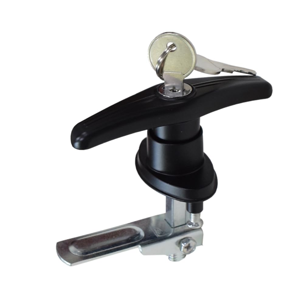 2 cerraduras de pestillo con mango en T con llave igual con revestimiento negro, compatible con gabinetes, garaje, buzón, modelo MS309-1