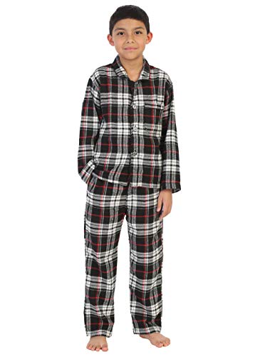 Gioberti Boys Yarn-Dye Brushed 2 Piece Flannel Lounge & Pajama Set with Elastic Waist Pants