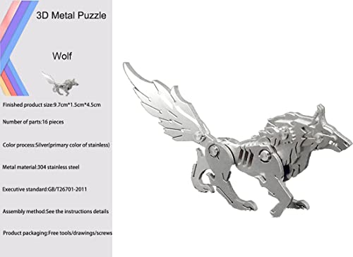 3D Metal Model Kits, Mechanical Wolf 3D Metal Puzzle,Steel Animal Series Diy Brain Teasers Simple 3D Puzzles Home Decor Art Craft Gifts Toys For Adult #TOP1