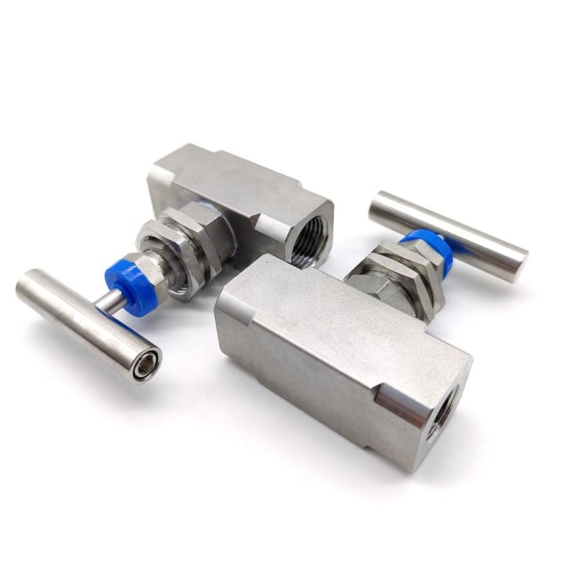 Válvula de globo tipo aguja de acero inoxidable 304 pasamuros de 1/2" NPT 3