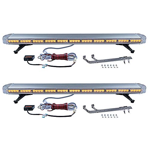 Completed Set 2pcs Emergency Warning Car Tow Truck Plow Response Strobe Light Bar (51 inch 96-LED, Amber)