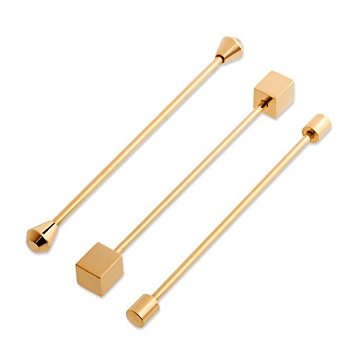 3 Pc Collar Bar Pin Set, MAD MEN Edition, Gold Tone Barbell Assorted Styles by Puentes Denver
