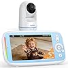 BOIFUN Babyphone Camera sans WiFi ni Ondes 5" 720P IPS (Modèle Amélioré), Vision Nocturne Infrarouge Invisible, Camera Bebe 360°, Batterie Longue Durée 24h, Portée Longue Distance, Audio Clair
