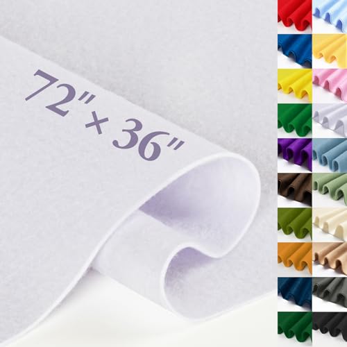 MITINU White Felt Fabric Sheet 72 X 36 1.4mm Thick Large Soft Durable Flexible Craft Felt by The Yard Nonwoven Fabric for DIY Sewing Arts and Crafts Decoration Projects