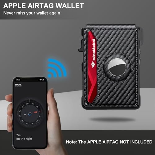 airtag wallet for men mens smart wallet for air tag rfid blocking minimalist bifold pop up aluminum credit card case holder 12 cards with id window gift for men no airtag included carbon fiber