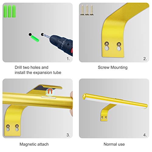 Kanesiki Wireless Picture Light Battery Operated, Rechargeable Painting Light With Remote, Dimmable Display Lamp With Timer For Picture Frame Portrait Art Dartboard Gallery, 180 Lumens, 16 Inch, Gold #TOP5