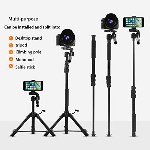 FEANG Multifunktions-Desktop-Stativ, leichte Flexible Reise-Handy-Kamera-Stativ-Stativ-Monopod mit Mobiltelefonclip und… – Bild 6
