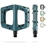 AARON Dirt Pedale aus Kunstoff mit hochwertigen Industrie-Kugellager, rutschfest durch Top Grip & Flat Design, Plattform Fahrradpedale für Dirtbike, E-Bike, Mountainbike (MTB) & Trekking in blau
