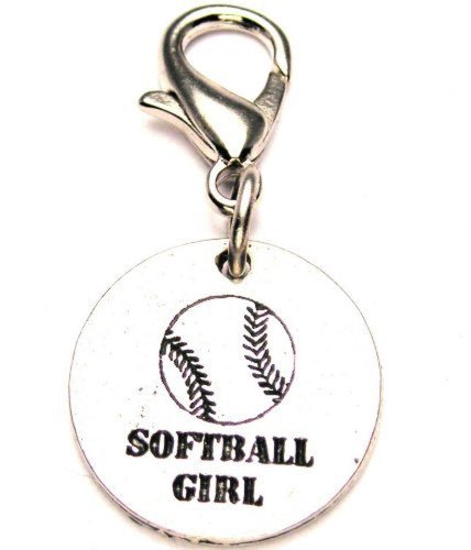 ChubbyChicoCharms Softball Girl Pewter Charm Zipper Pull