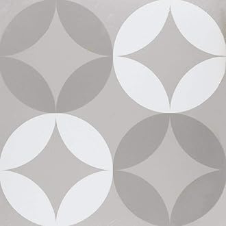 Retro Self Adhesive 12-Inch Vinyl Floor Tiles, 20 Tiles - 12" x 12", Mod Diamind Pattern - Peel & Stick, DIY Flooring for Kitchen, Dining Room, Bedrooms & Bathrooms by Achim Home Decor, Grey/White