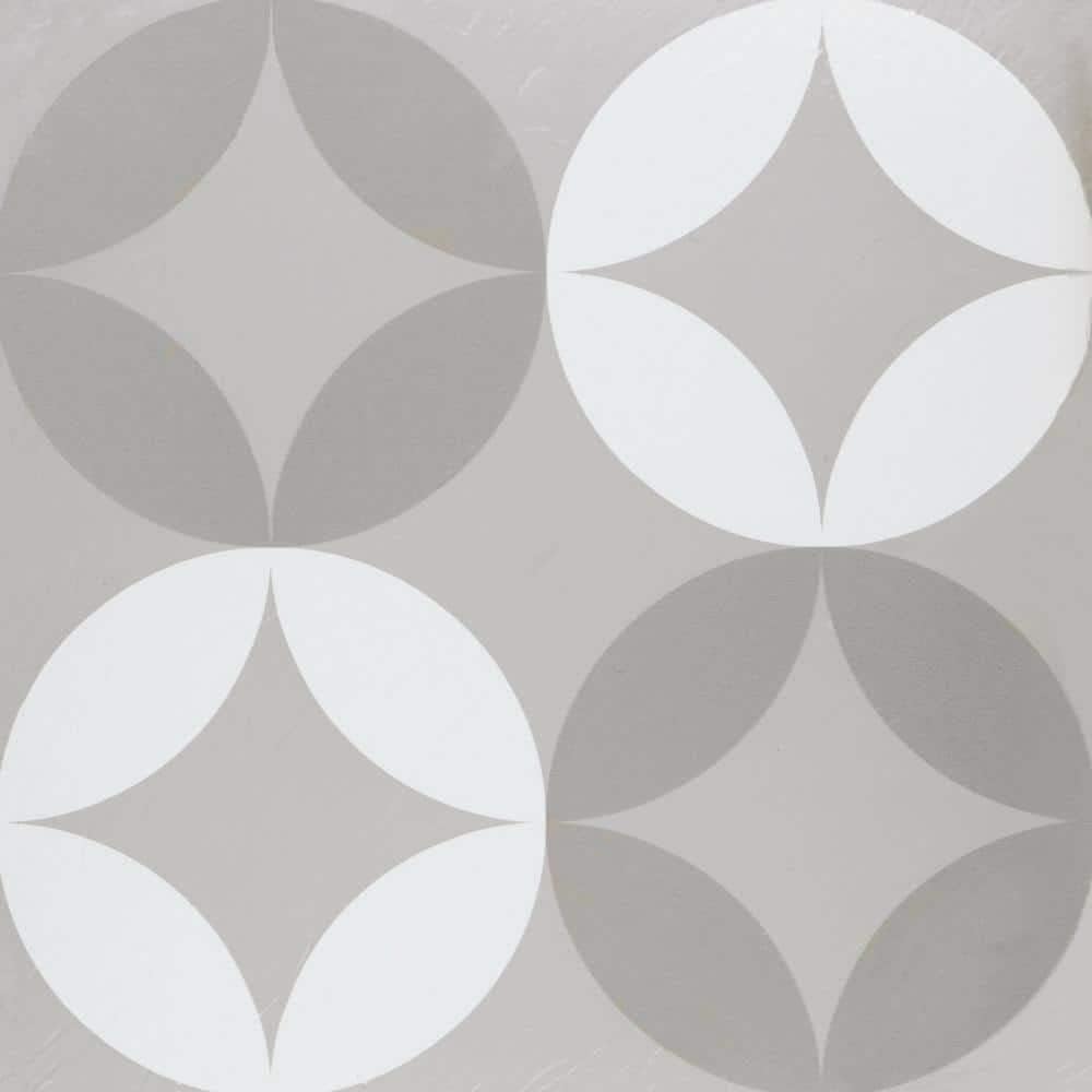 Retro Self Adhesive 12-Inch Vinyl Floor Tiles, 20 Tiles - 12" x 12", Mod Diamind Pattern - Peel & Stick, DIY Flooring for Kitchen, Dining Room, Bedrooms & Bathrooms by Achim Home Decor, Grey/White