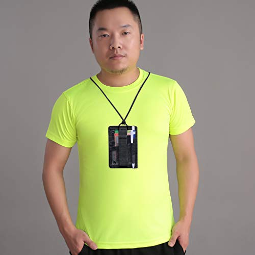 Tactical Id Card Holder Detachable Hook & Loop Patch Badge Holder Adjustable 1000D Cordura Neck Lanyard Key Ring And Credit Card Organizer (Black) #TOP6