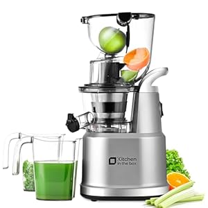 Kitchen in the Box Cold Press Juicer Machines, Slow Masticating Juicer With 83mm Big Wide Chute for Whole Fruits and Vegetables, BPA-Free，High Juice Yield Juice Extractor Maker, Easy to Clean