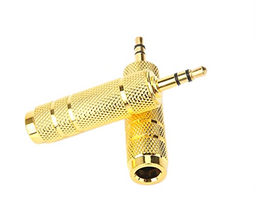 devinal profesional 3,5 mm 1/8 pulgadas enchufe a 6,35 mm 1/4 Inch Jack estéreo chapado en oro de audio adaptador Conversor de audio para auriculares, auriculares, micrófono