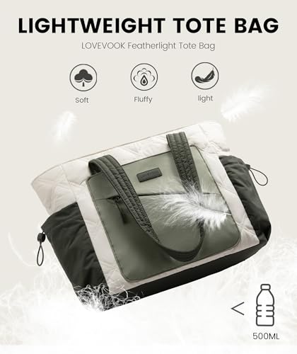 Image of LOVEVOOK Tote Bag for Women, puffer tote bag for Work Travel Nurse, Lightweight quilted Bags with Compartments