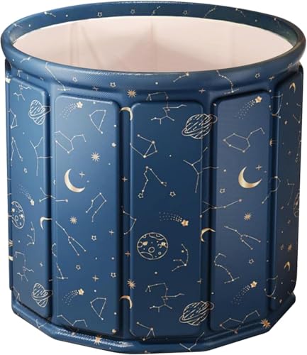 Portable Bathtub for Adults Collapsible Freestanding Bathtub for Shower Hot Ice Bath Tubs with Thickened Thermal Foam to Keep Temperature PVC Outdoor Soaking Tub (Planet Blue)